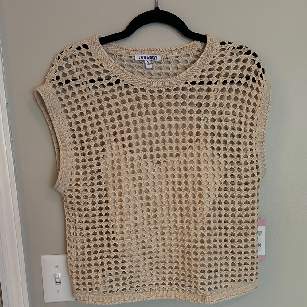 NWT Steve Madden Cream Crochet Top